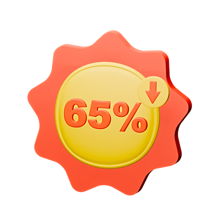 65% Discount Badge  3D Icon