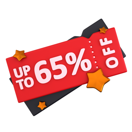 65 Discount Coupon  3D Icon