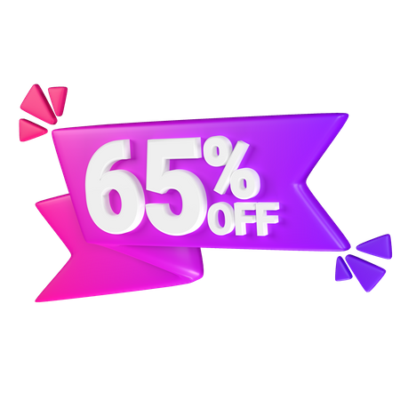 65% Discount Tag  3D Icon