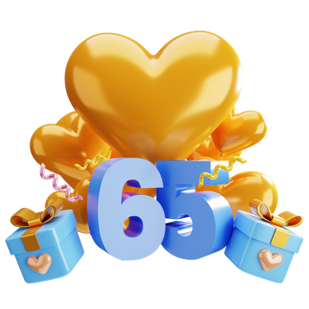 65-jähriges Jubiläum  3D Illustration