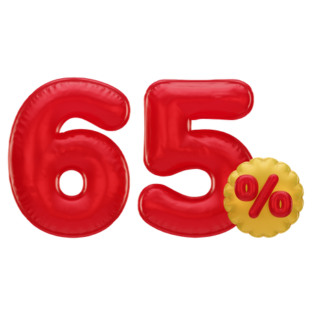 65 Percent Discount  3D Icon