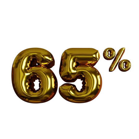 65 Percent Discount  3D Icon