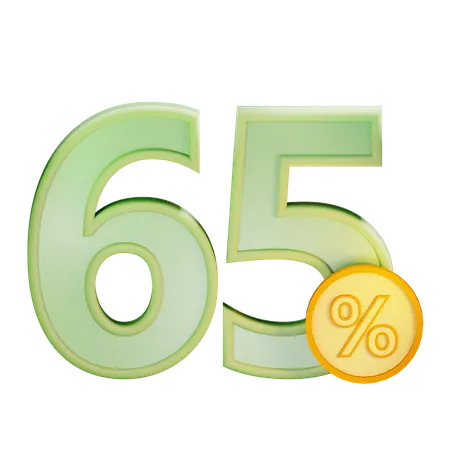 65 Percent Discount  3D Icon