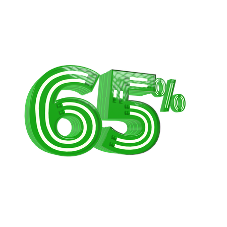 65 Percent Discount  3D Icon