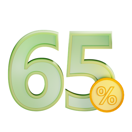 65 Percent Discount  3D Icon
