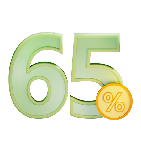 65 Percent Discount  3D Icon