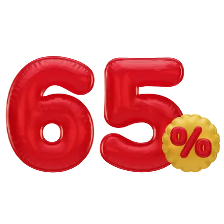 65 Percent Discount  3D Icon