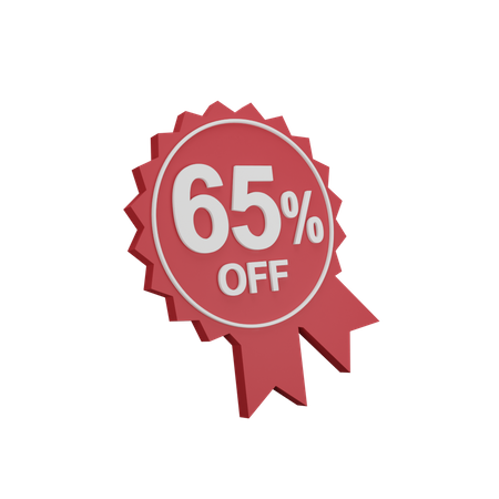 65 Percent Discount Badge 3D Icon