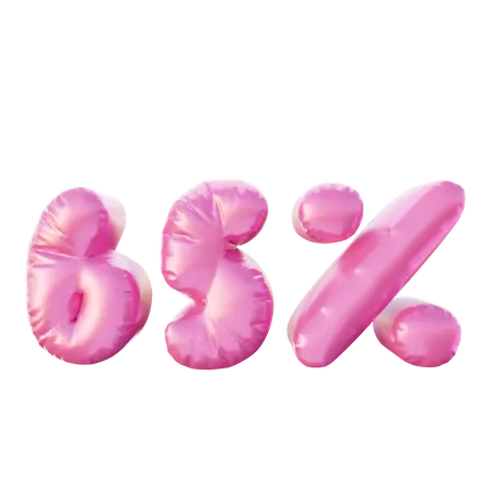 65 Percent Discount Balloon  3D Illustration