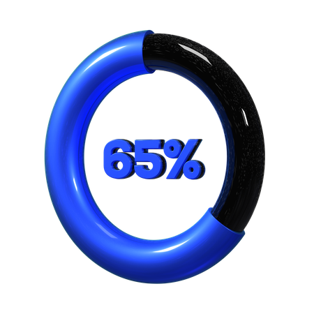 65 Percent Pie Chart  3D Illustration