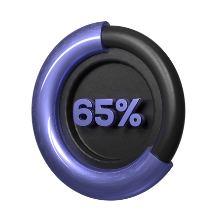 65 Percent Pie Chart  3D Illustration