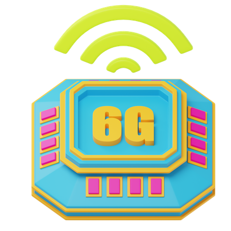 6G 네트워크 칩  3D Icon