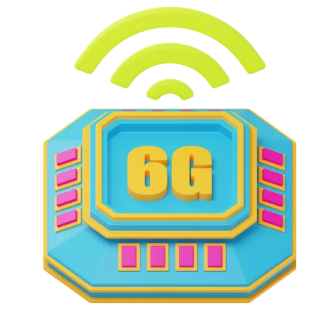 6G 네트워크 칩  3D Icon