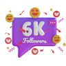 6k followers 3d logos