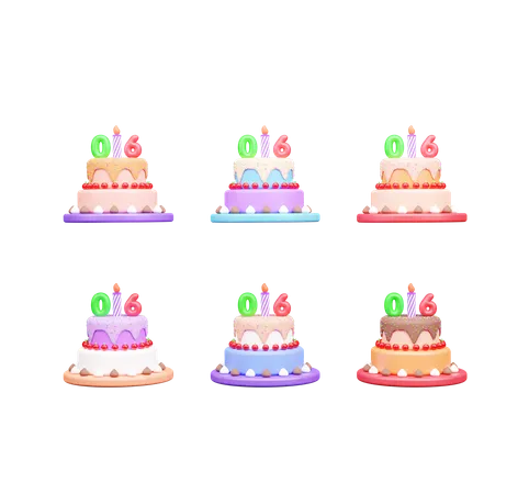 6th Birthday Cake  3D Icon