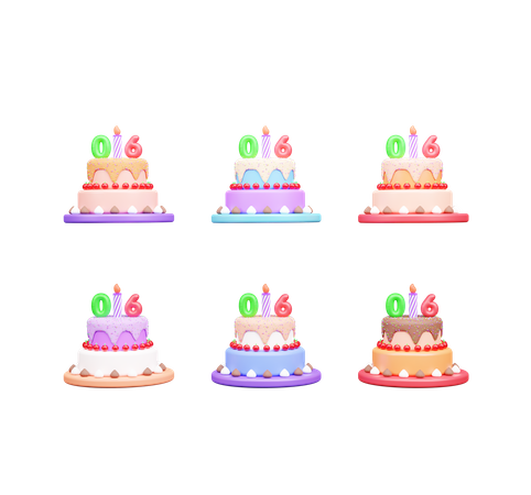 6th Birthday Cake  3D Icon