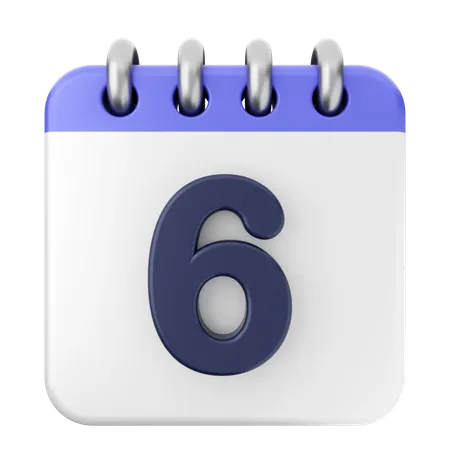 6th Calendar  3D Icon