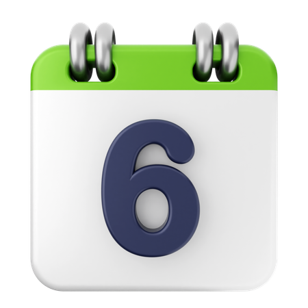 6th Calendar  3D Icon