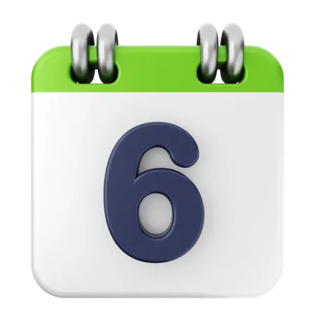 6th Calendar  3D Icon