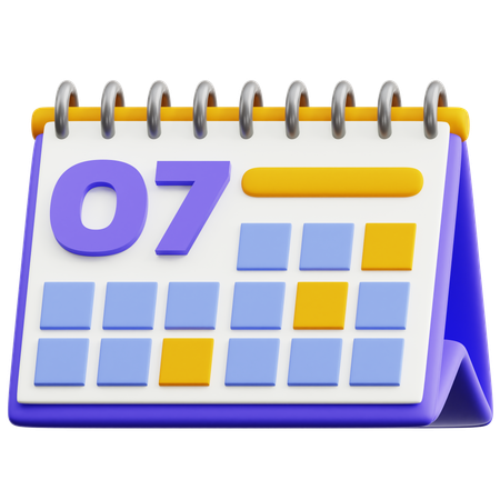 달력 날짜 7  3D Icon