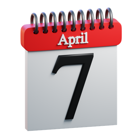 7 April Calendar  3D Icon