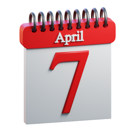7 April Calendar  3D Icon