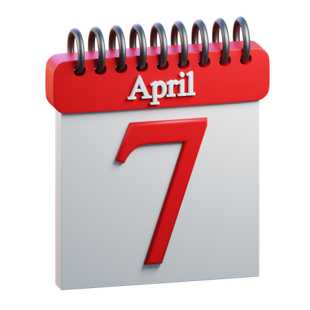7 April Calendar  3D Icon