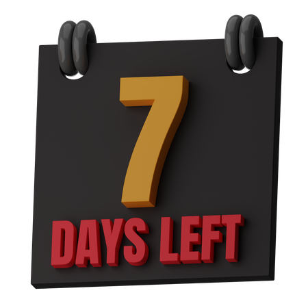 7 Days Left  3D Icon