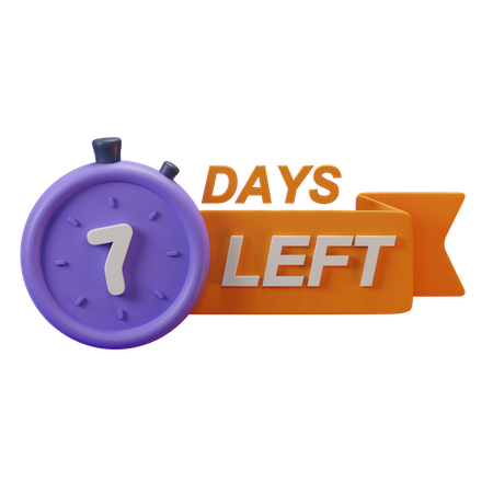 7 Days Left  3D Icon