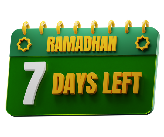 7 Days Left to Ramadan  3D Icon