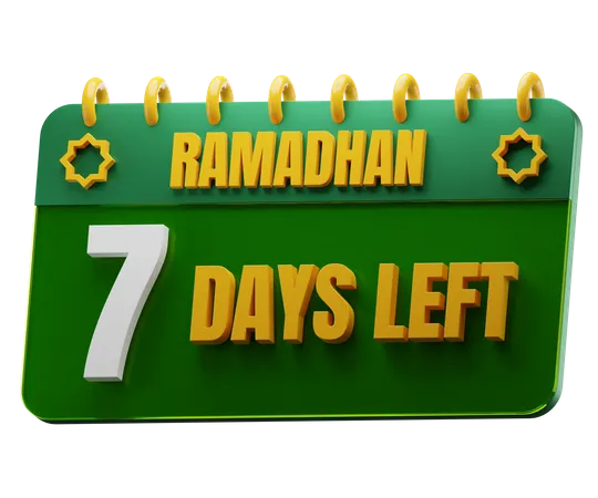 7 Days Left to Ramadan  3D Icon