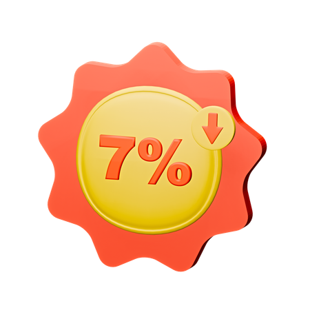 7% Discount Badge  3D Icon