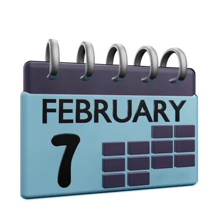 Calendario del 7 de febrero  3D Icon