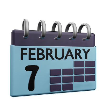 7 February Calender  3D Icon