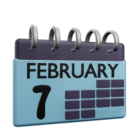 7 February Calender  3D Icon