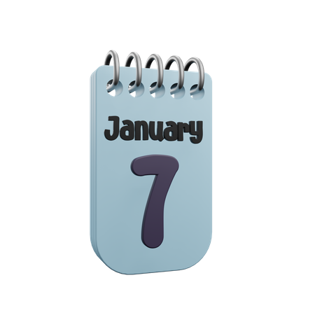 7 January Calender  3D Icon