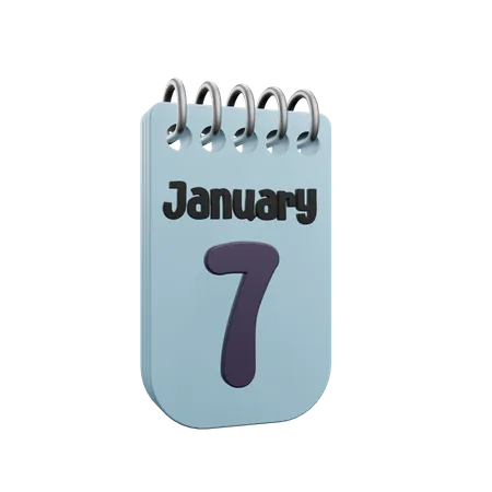 7 January Calender  3D Icon