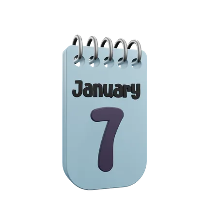 Calendrier du 7 janvier  3D Icon