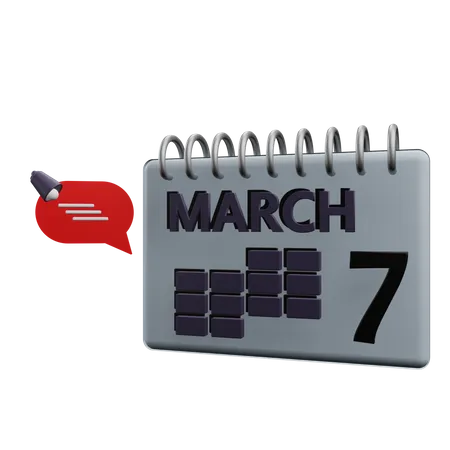 March Calender  3D Icon