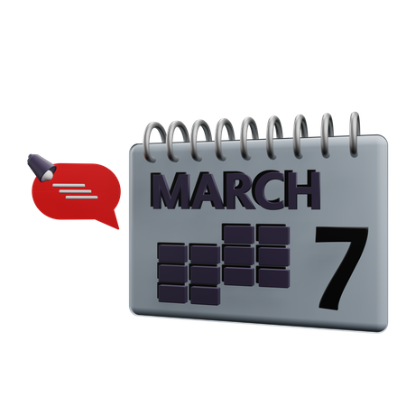 Calendrier de mars  3D Icon