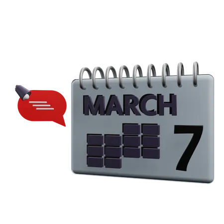 März Kalender  3D Icon