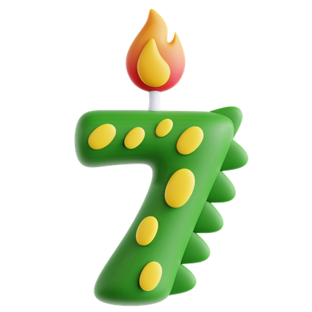 7 bougies mignonnes en forme de dinosaure  3D Icon