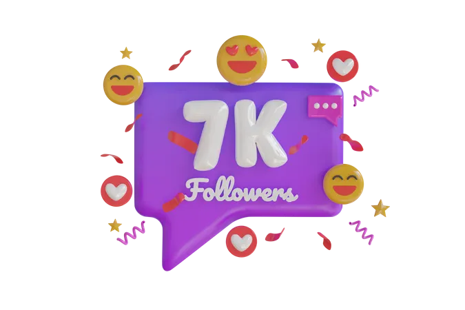 7 mil seguidores  3D Icon