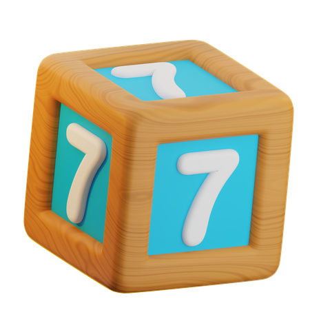 7 Number Block  3D Icon