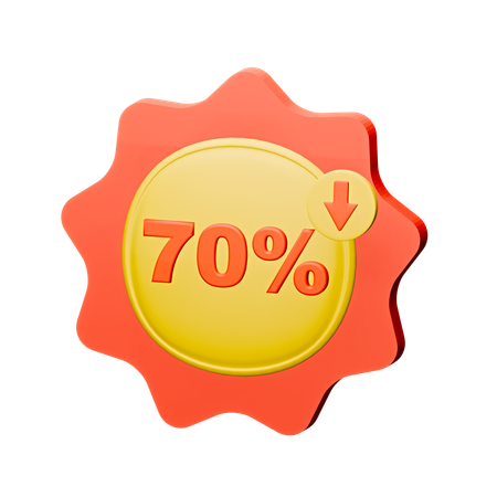 70% Discount Badge  3D Icon