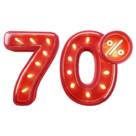 3 D Render Of 70 Discount Sale Neon Typography 3D Icon