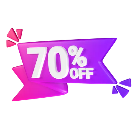 70% Discount Tag  3D Icon