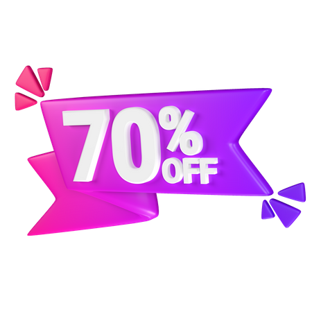 70% Discount Tag  3D Icon