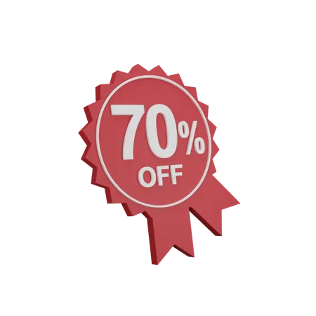 70 Percent Discount Badge  3D Icon