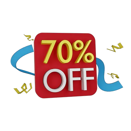 70 Percent Discount Tag  3D Icon